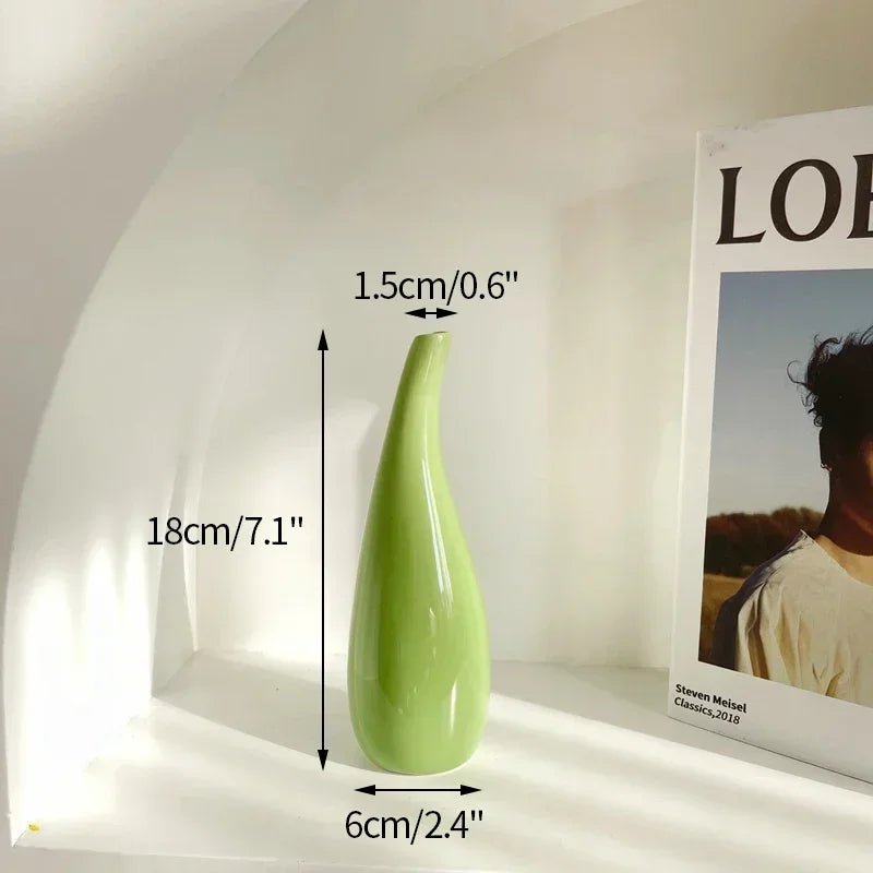 White Ceramic Bud Vase Small Flower Vases Hydroponic Plants Pot Modern Decorative Vases for Home Living Room Dining Table Decor