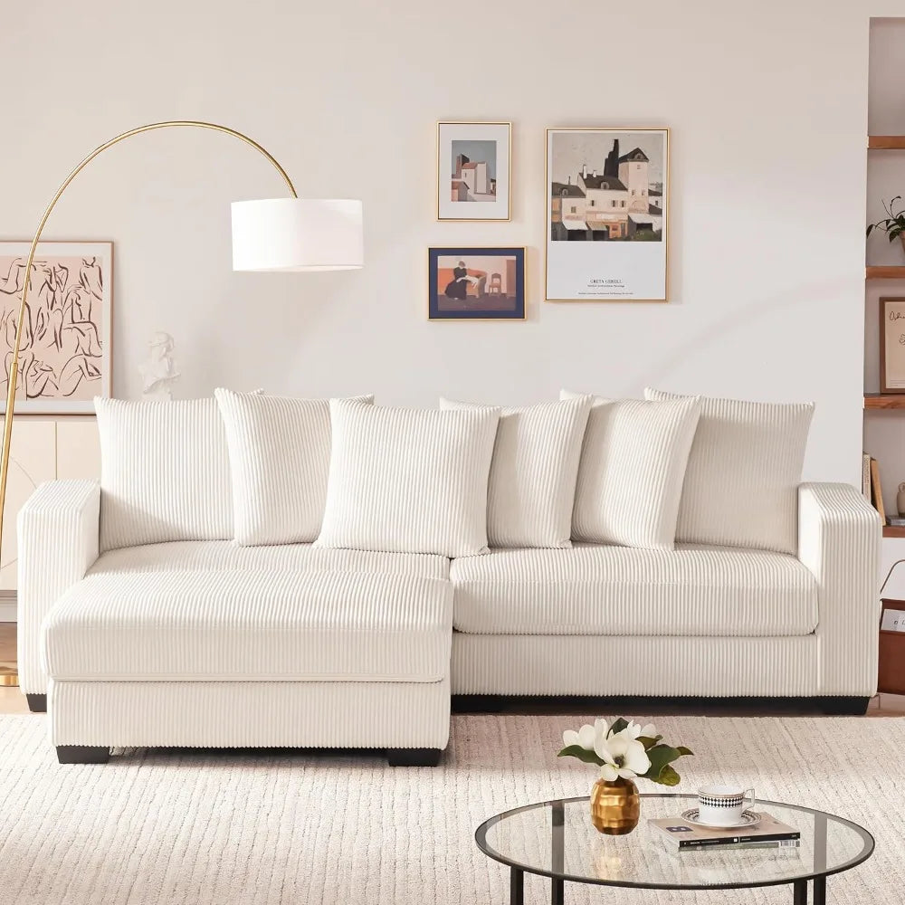 101.6" Deep Seat Modular Sectional Sofa, Comfy Corduroy Sectional Couches for Living Room, L-Shaped Upholstered Cloud Couch with