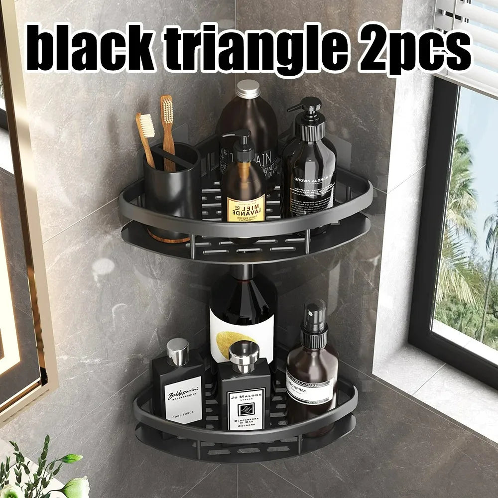 High Quality Wall Mounted Rectangular Rack Bathroom Storage Rack Towel Rack Wall Shower Shampoo Rack Drill Free Rack Tripod