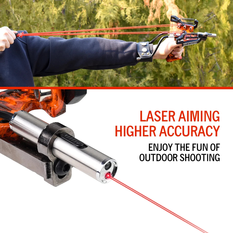 4-Color Powerful Laser Slingshot, Outdoor Hunting Shooting, Fast Sling Shot, Rubber Band Set, Practice Competition Exclusive