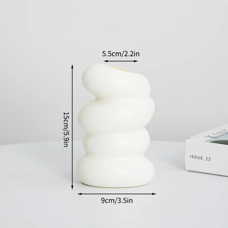 Modern Flower Vase Plastic Plants Pot White Imitation Ceramic Flower Vases Flower Arrangement Home Living Room Wedding Decor
