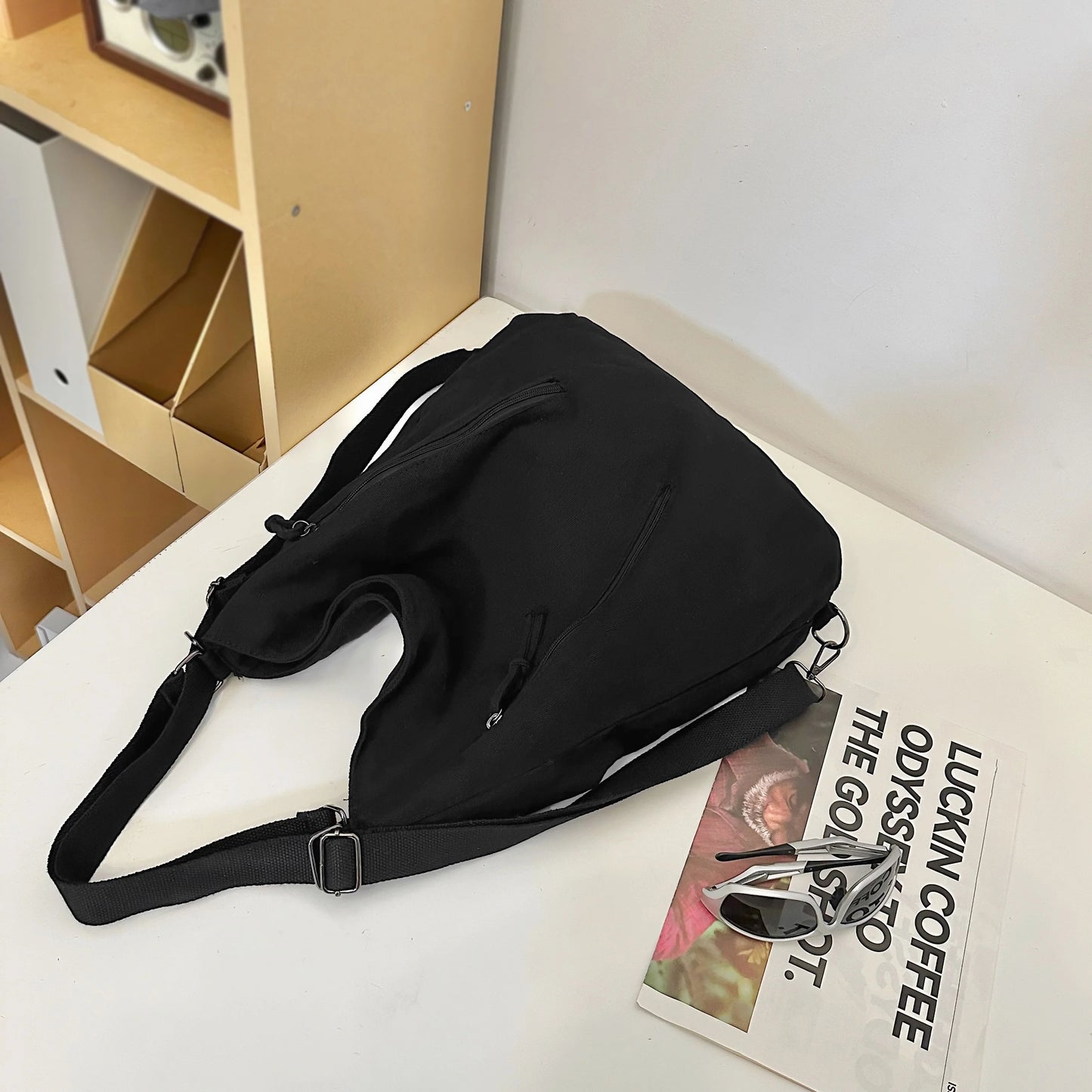 Women's Backpack Multi-Purpose Bag Large Capacity Pure Color Design Versatile Commuter Crossbody Bag Personalized Trendyy Canvas Bag Shoulder Bag Backpack