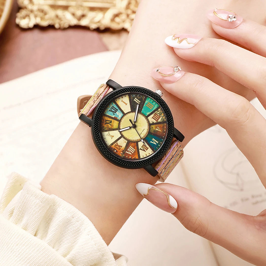 2PCS/Set Women's Watches Casual Leather Band Female Analog Quartz Watch(Without Box)