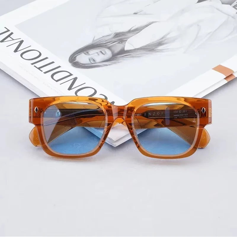 Sunglasses for Men Vintage Acetate Luxury Designer Sunglasses Women Occhiali Da Sole Da Uomo ENZO Red Lens Sunglasses