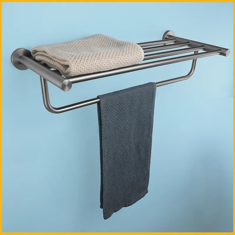 Grey Bathroom Hardware Set Accessories Kit Stainless Steel Round Wall Rack Hand Bar Toilet Roll Paper Holder Robe Towel Hook
