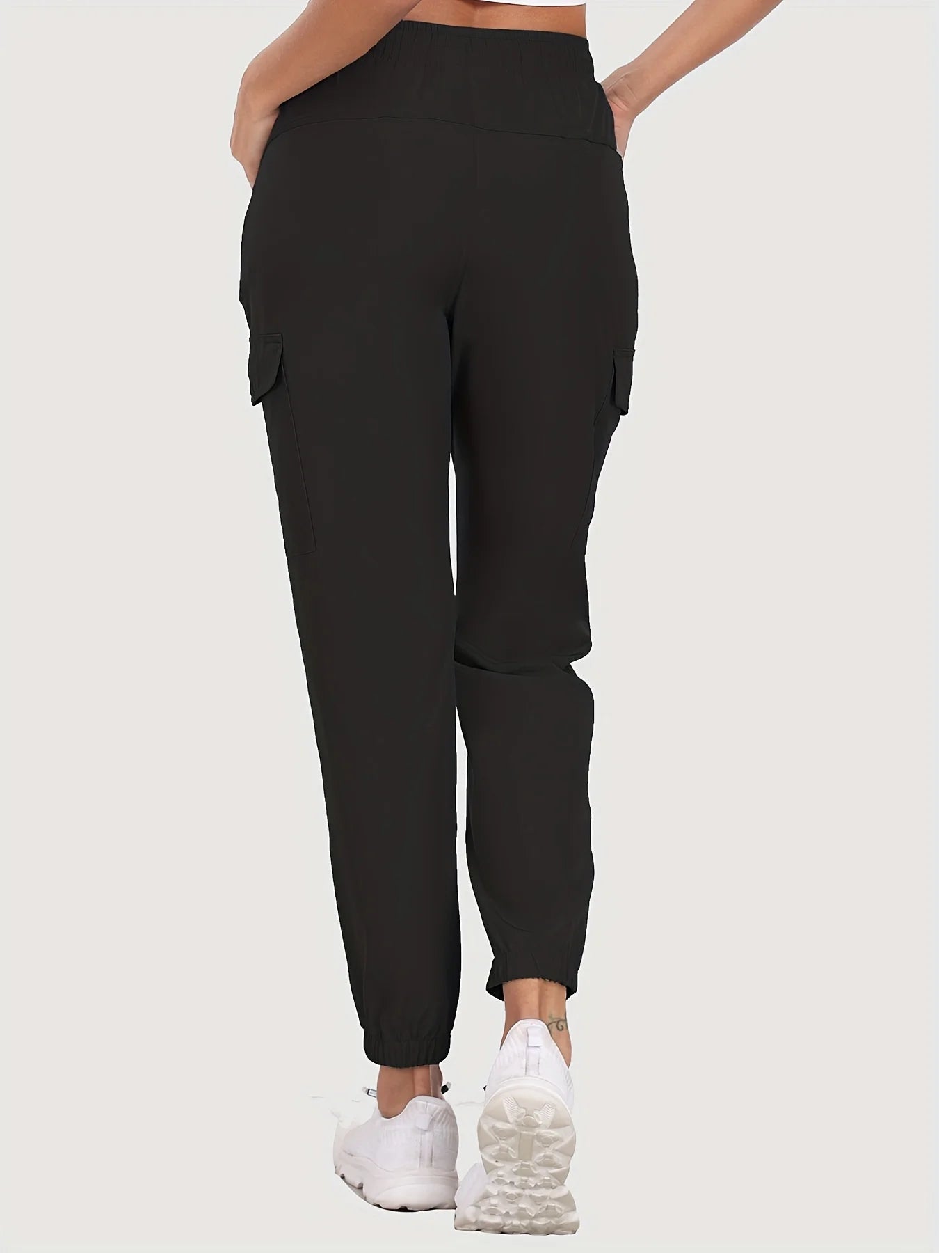 Hiking Pants for Women UPF 50+ Cargo Quick Dry Water Resistant Elastic Waist Zip Pockets,Travel work Lightweight Running