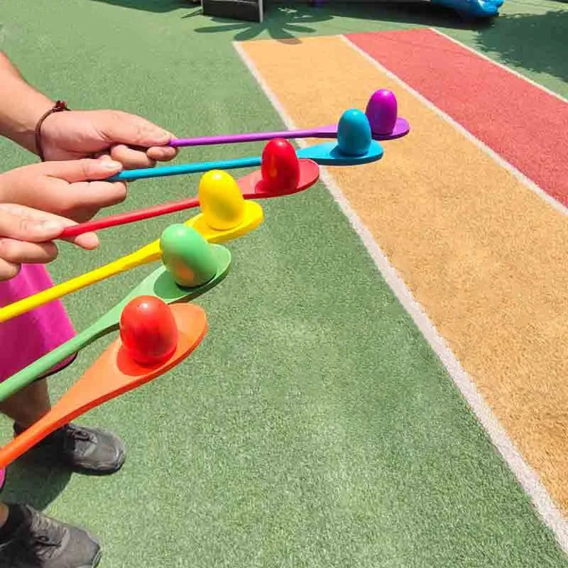 Wooden balance spoon parent-child game early education children's puzzle egg spoon toy outdoor sports balance toy 6Pcs