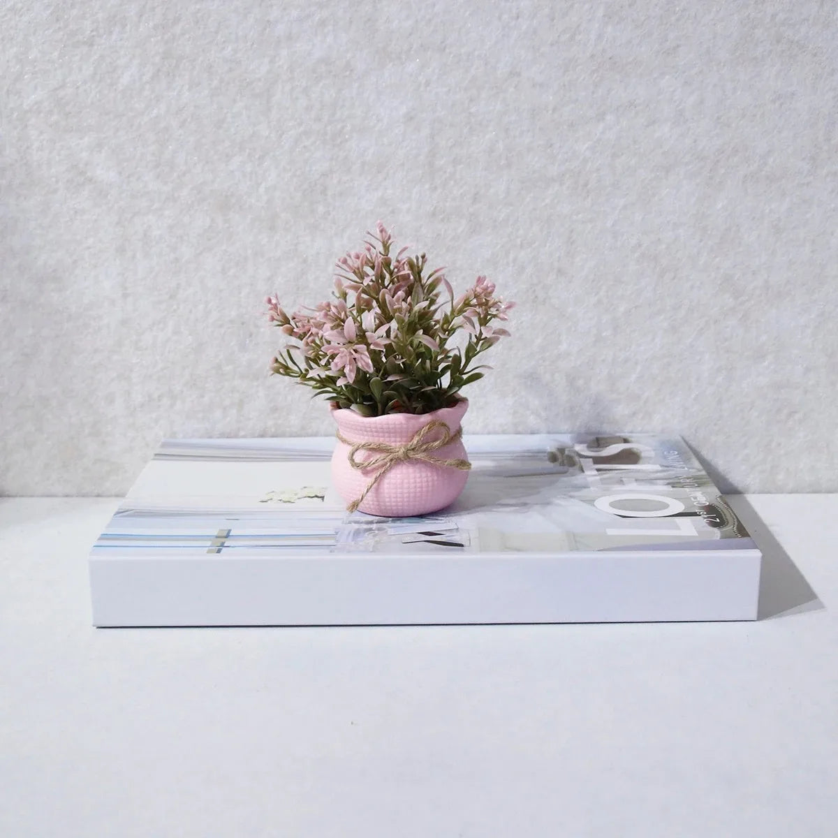 Mini Artificial Pink Series Flower Potted Plants,Home Decor, Office/Desk/Dining Table/Washbasin Decor Simulation Plants