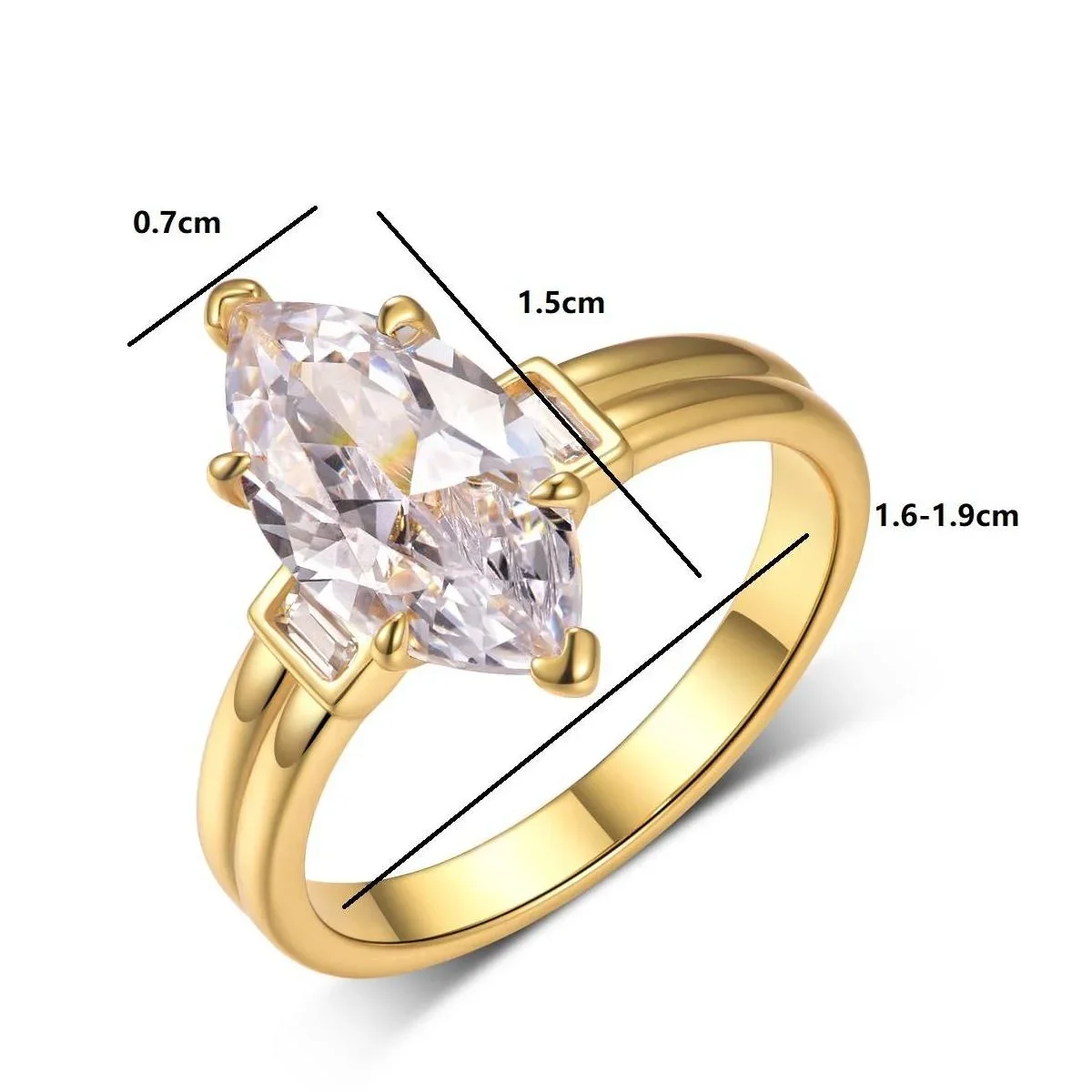 S925 Sterling Silver 3CT Marquise Moissanite Ring Set Fine Jewelry Gold-plated 18k Suitable for Birthday Gifts