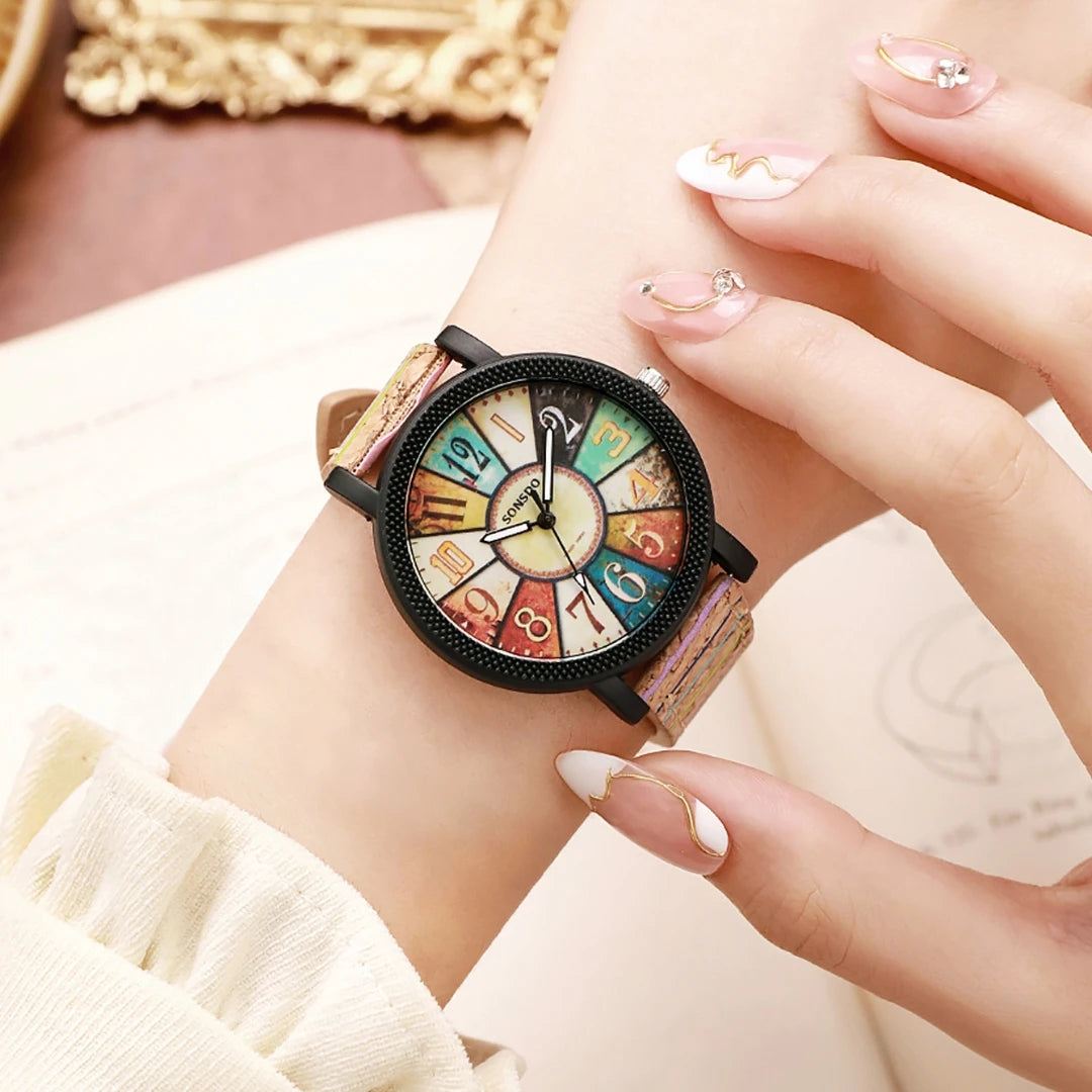 2PCS/Set Women's Watches Casual Leather Band Female Analog Quartz Watch(Without Box)
