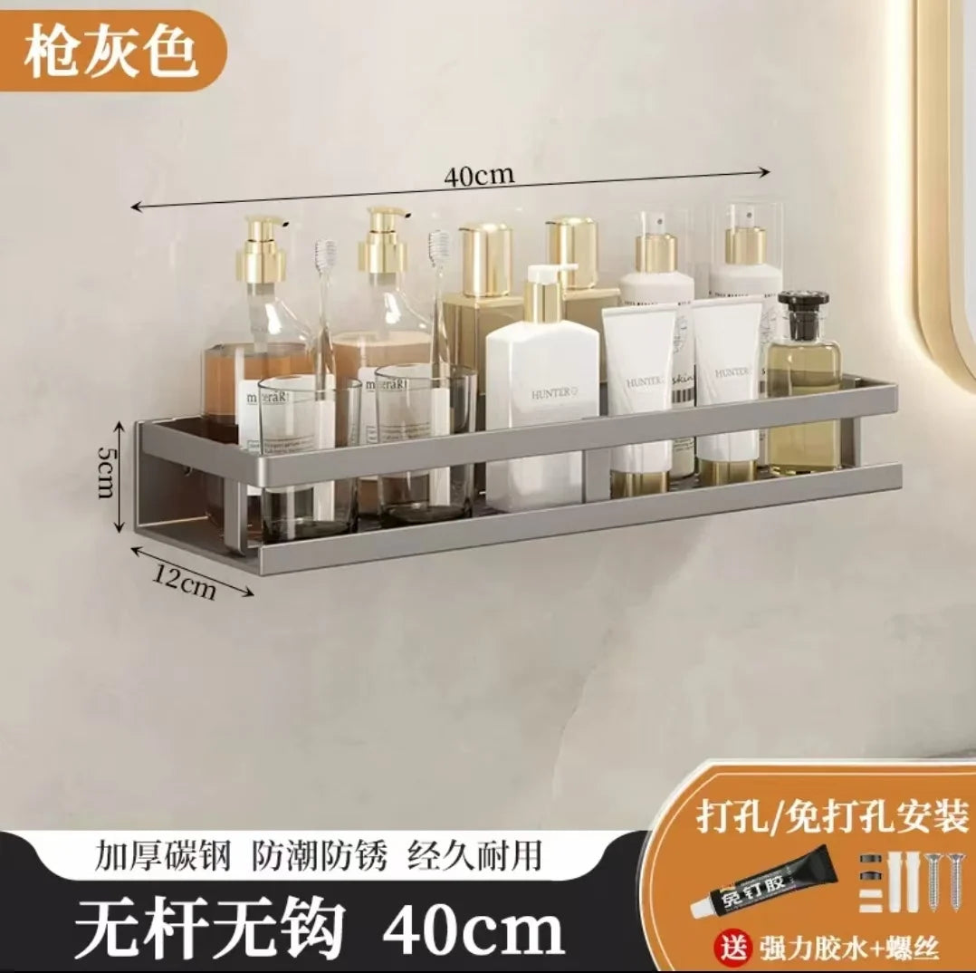 Bathroom storage rack, non perforated wall storage rack, comes with strong adhesive and screws