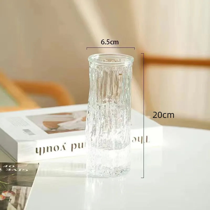 Transparent Glass Vase Flower Arrangement Art Dried Fresh Flowers Roses Office Desktop Living Room Bedroom Wedding Dining Room