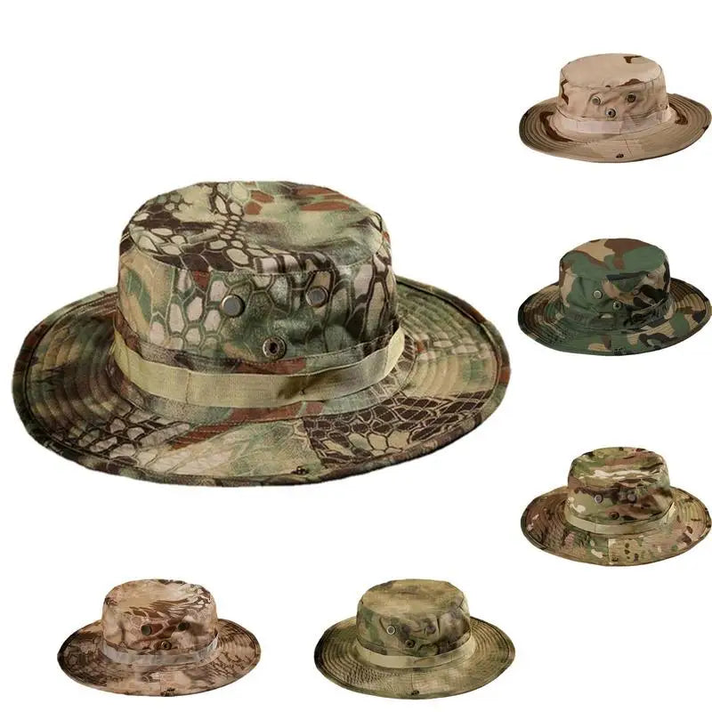 Camouflage Ta&ctical Caps Military Boonie Hat US A&rmy Caps Men Outdoor Sports Sun Bucket Caps Fishing Hiking Hunting Hats