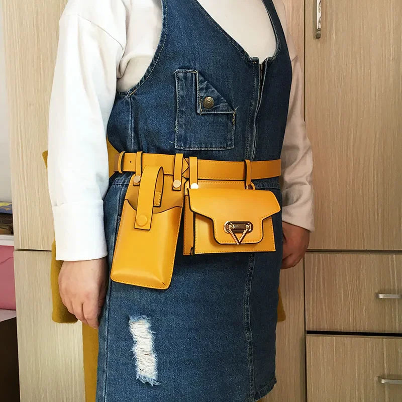 2 in 1 Women Belt Bag 2025 Designer Waist Bag PU Leather Fanny Pack Phone Purse street Trend Female Shoulder Crossbody Chest Bag