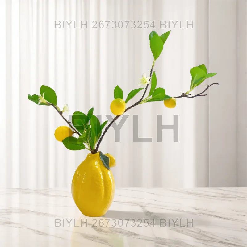 Carambola Lemon Ceramic Vase Decoration Nordic in Feng Shui Cultivation Flower Vase Home Fresh Desktop Decoration Crafts