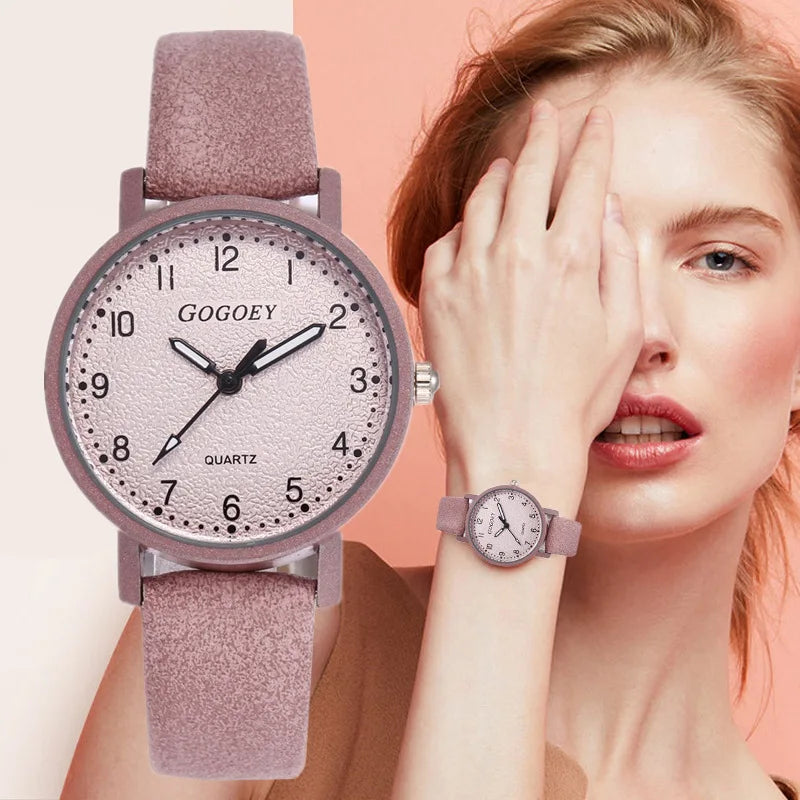 Women Watches Simple Casual Arabic Numbers Leather Analog Quartz Watches for Woman Fashion Ladies Clock Gift montres femmes