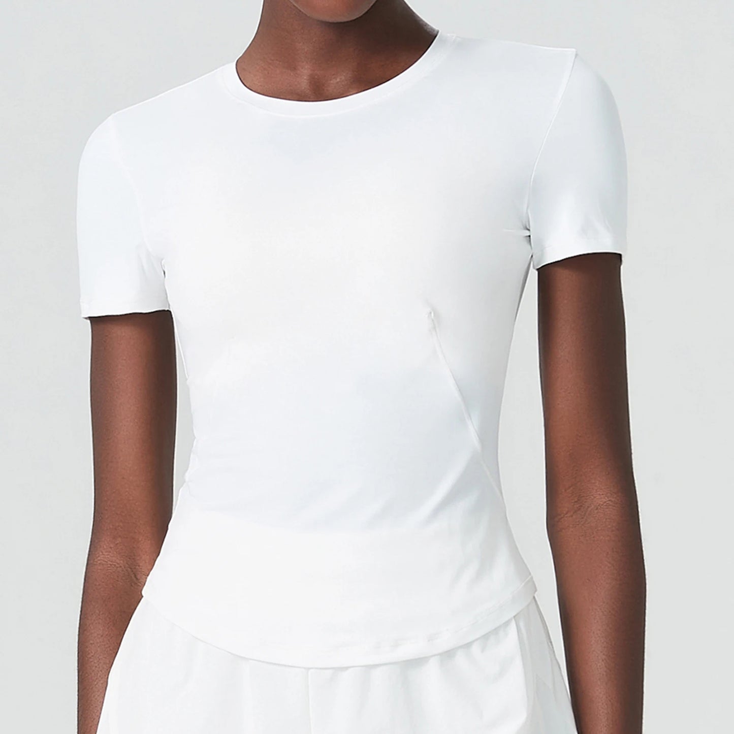 2025 Women's Yoga Tops Chic Solid Color Gym Short Sleeve T-Shirt Slim Fit Shirts Summer Streetwear Basic Crop Tops Gym Wear