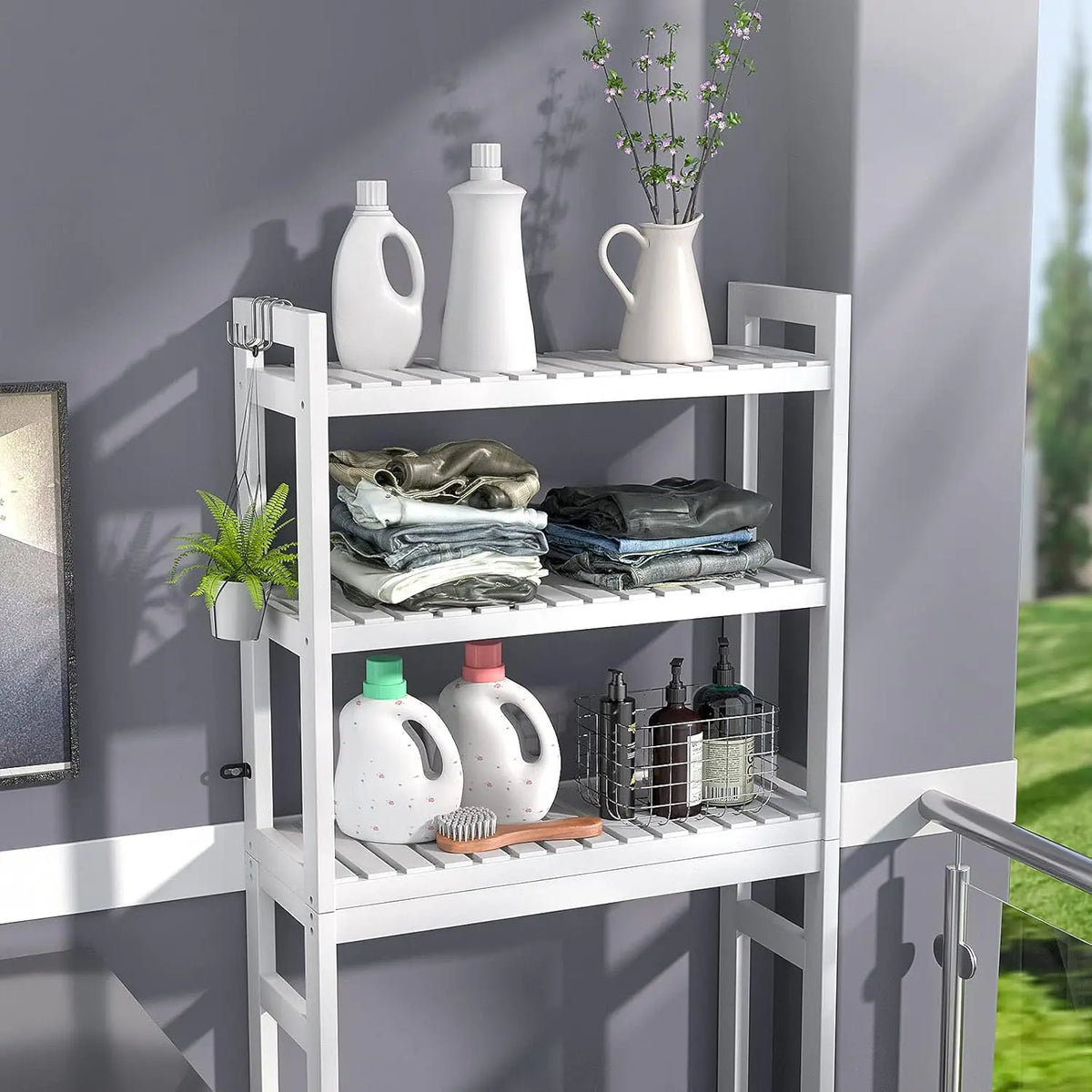 Over The Toilet Storage, Bamboo Over Toilet Bathroom Organizer Rack, Freestanding Bathroom Shelves Above Toilet Storage