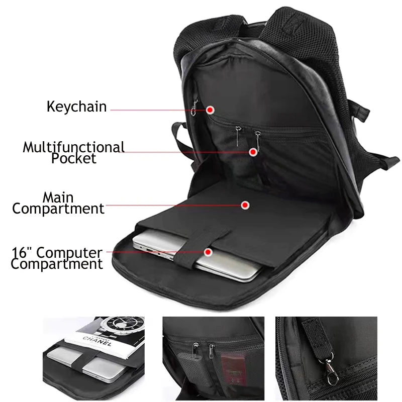 Men Leather Backpack, Waterproof Laptop Backpack, Large Capacity Business Backpack with USB Charging, Male Travel Sport Daypack