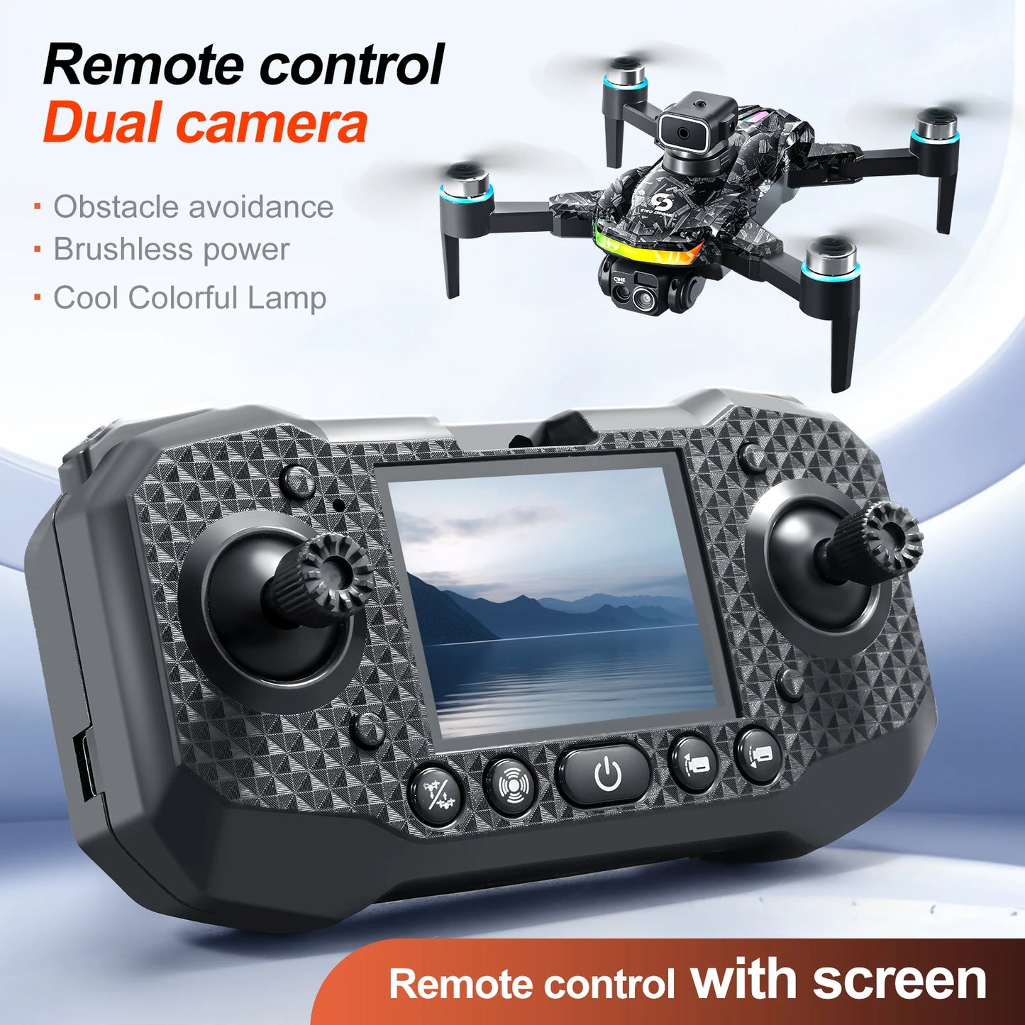 S160 Color LED Drone Professional 4K HD EIS Dual Camera with Screen Quadcopter Optical Flow Brushless Drone Toy
