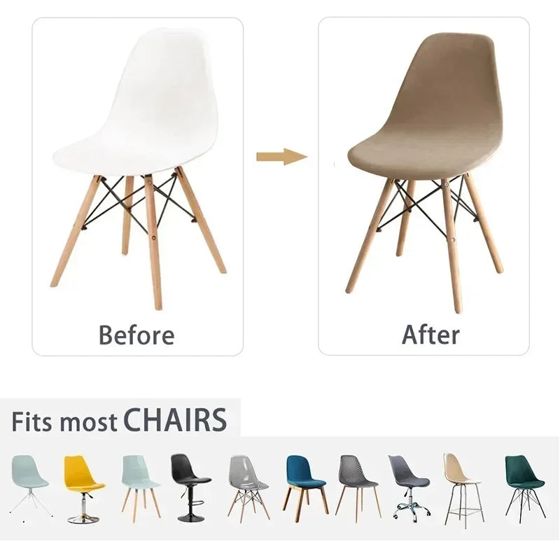 1PC Stretch Velvet Shell Chair Cover Armless Dining Chairs Covers Short Back Curved Seat Covers Hotel Party Banquet Decor