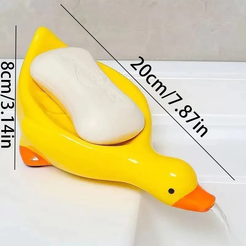 Soap Tray Self-draining Soap Rack Cute Duck-shaped Creative Rack for Shower Bathroom Kitchen Tub Sink Tray Bracket Bathroom