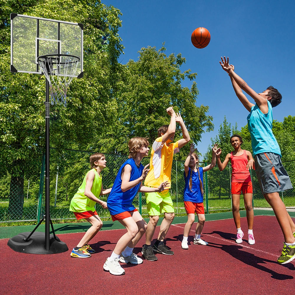 Portable Basketball Hoop System Stand Height Adjustable 7.5ft - 9.2ft 32 Inch Backboard Wheels for Youth Adults Indoor Outdoor