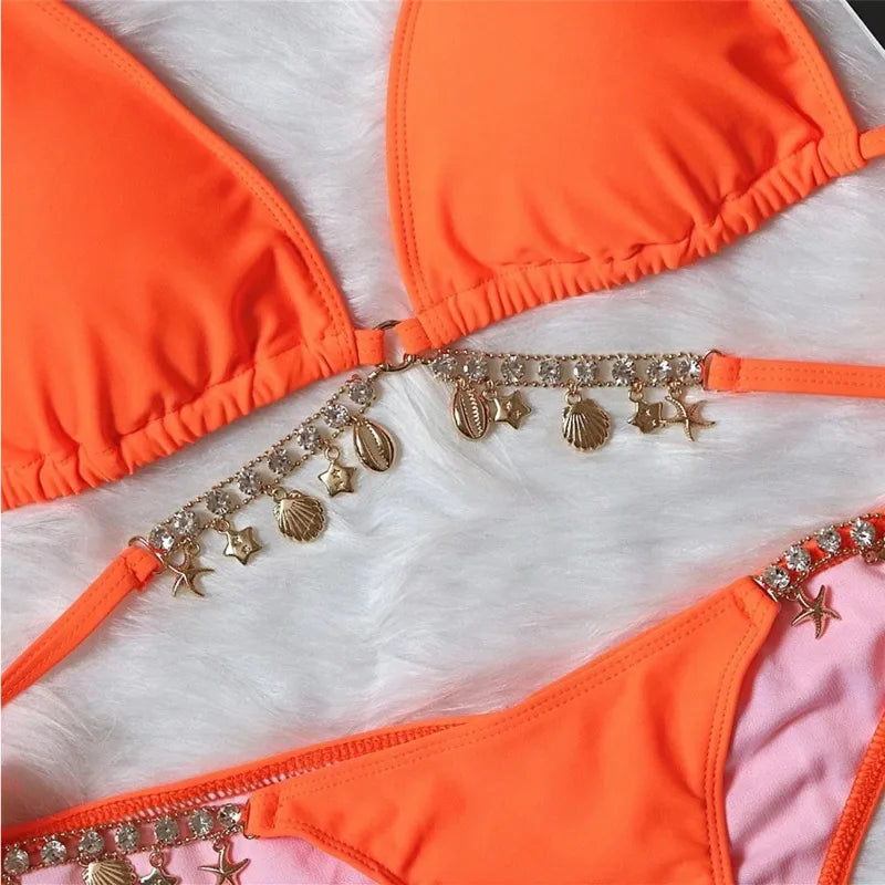 Sexy Bikinis 2025 Women's Solid Color Swimwear Female Swimsuit Swim Wear Bathing Suit Brazilian Bikini Set Beachwear Pool Bather