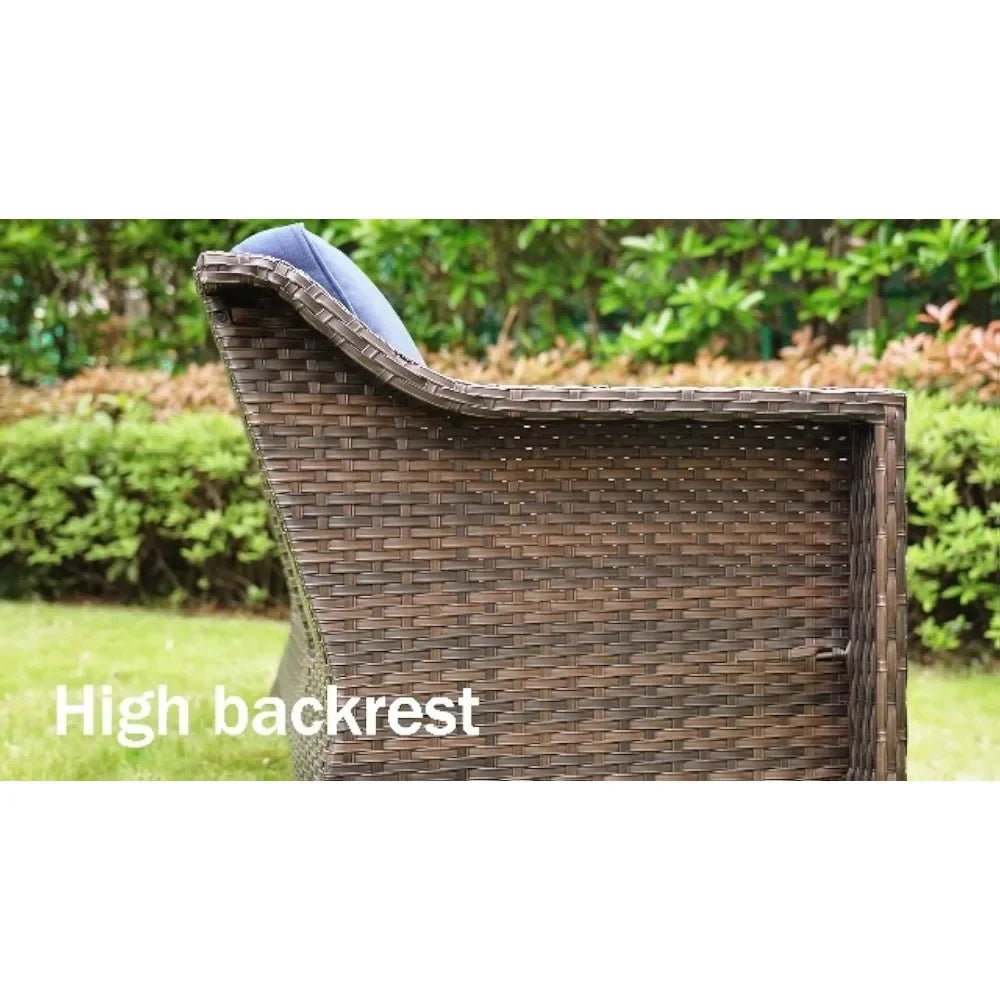 77'' All-Weather Outdoor Rattan Wicker 3-Seat Sofa High Back Couch with Premium Cushions for Garden Backyard Porch Patio Furnitu