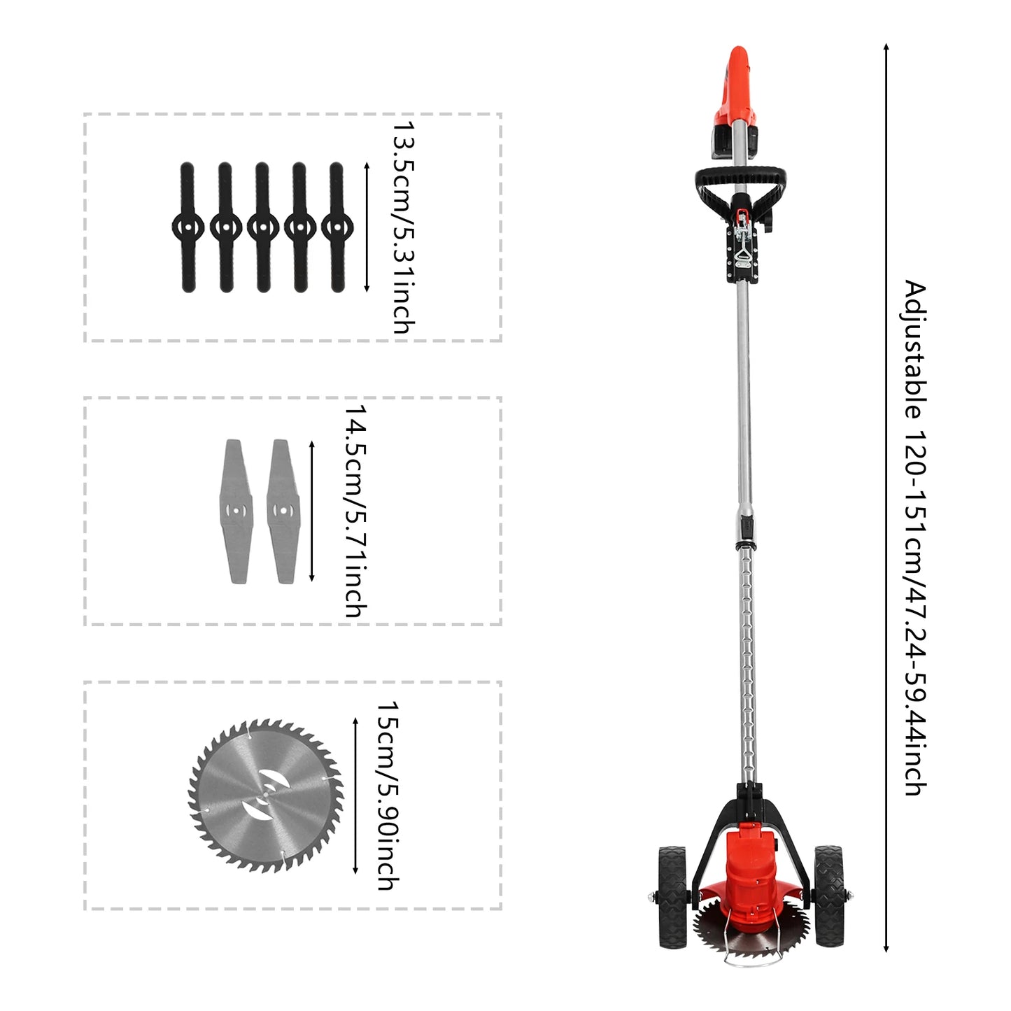 Cordless Weed Trimmer 21V Battery Powered Electric Lawn Mover Grass Cutting Machine Sweeper Care for Villa Home Garden Yard Tree