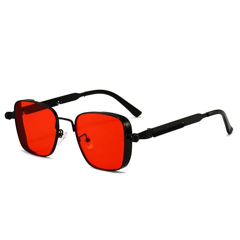 Square sunglasses for men with a sense of luxury and cool driving style, UV resistant heavy-duty metal punk sunglasses