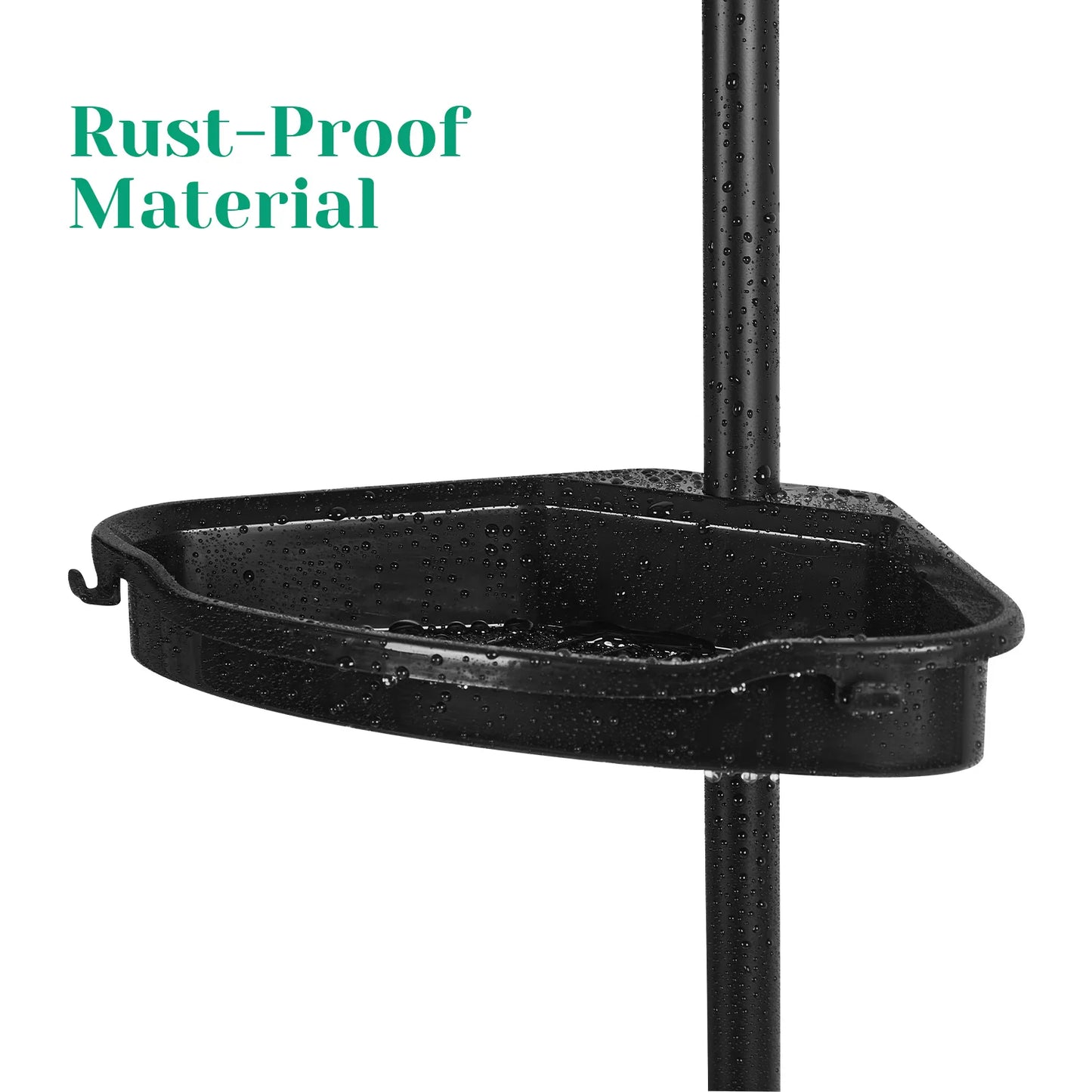Rustproof Shower Caddy Corner for Bathroom, 4-Tier Adjustable Shelves with Tension Pole, Shower Organizer for Bathroom Black