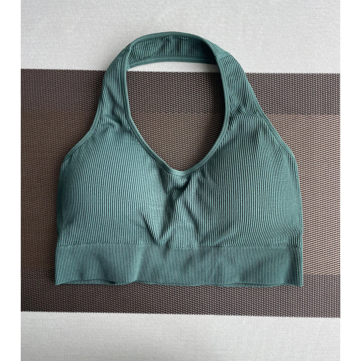New Limitless Ribbed Seamless Halter Bra Spandex Woman Fitness Elastic Breathable Breast Enhancement Leisure Sports Underwear