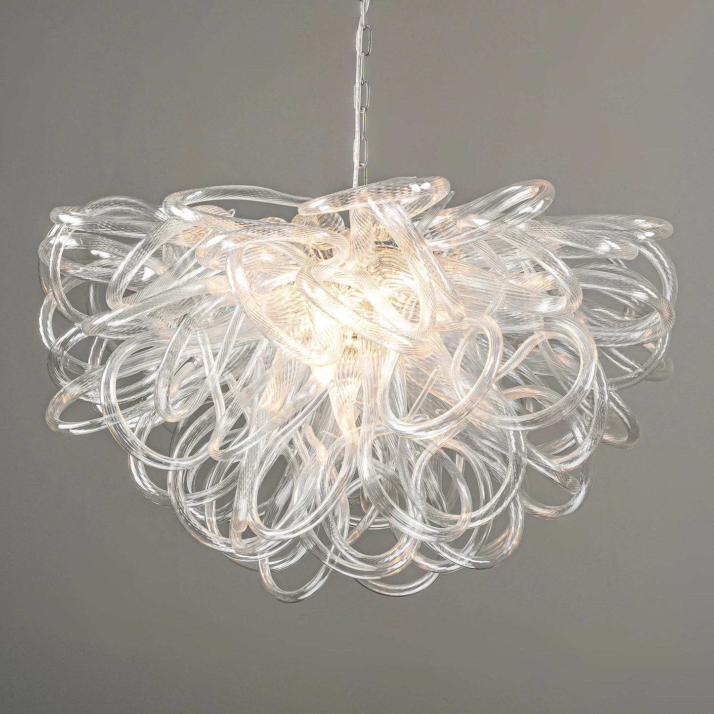 LONGREE Handmade Blown Glass Chandelier Clear Glass Lassos Nordic Design Ceiling Chandelier Light Fixture for Home Living Room
