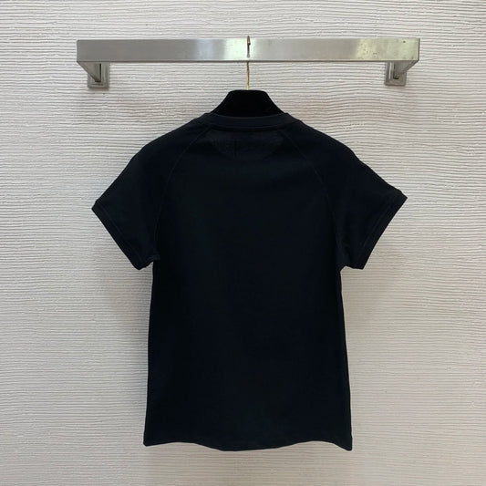 26 early spring new round neck short sleeved T-shirt for women's trendy casual slim fit top, high-end quality