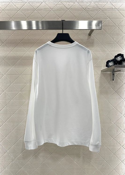 25 autumn/winter new letter printed round neck long sleeved women's trendy casual sports style pure cotton high-end T-shirt top