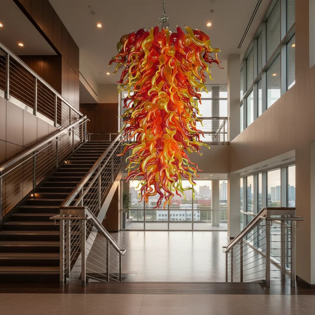 LONGREE Hand Blown Glass Chandelier Art Decor Pepper Light Fixture for Home Stairs