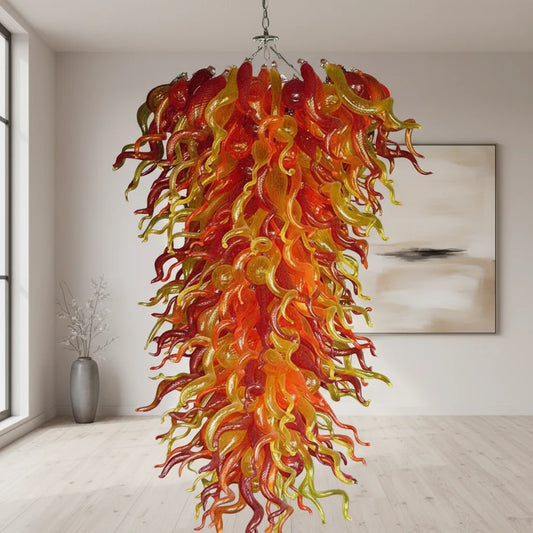 LONGREE Hand Blown Glass Chandelier Art Decor Pepper Light Fixture for Home Stairs
