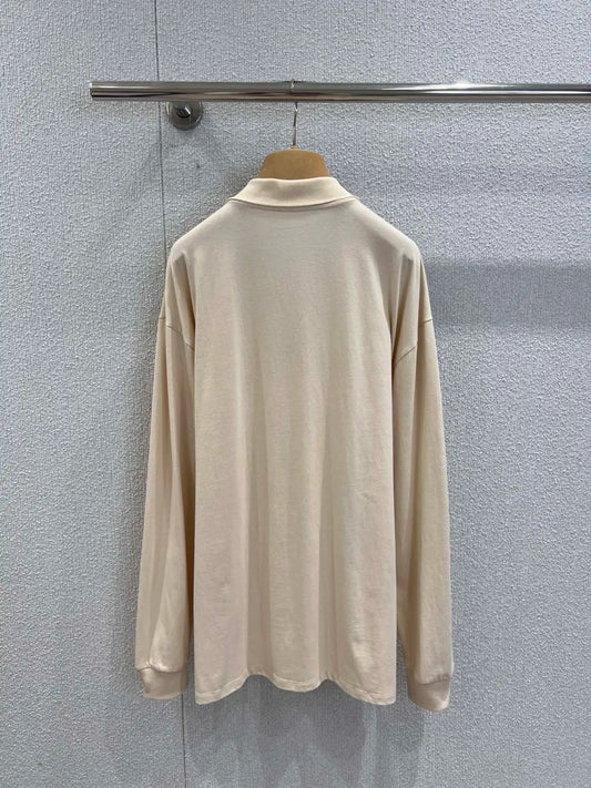 2025 Autumn/Winter New Design Women's Lapel Long Sleeved T-shirt