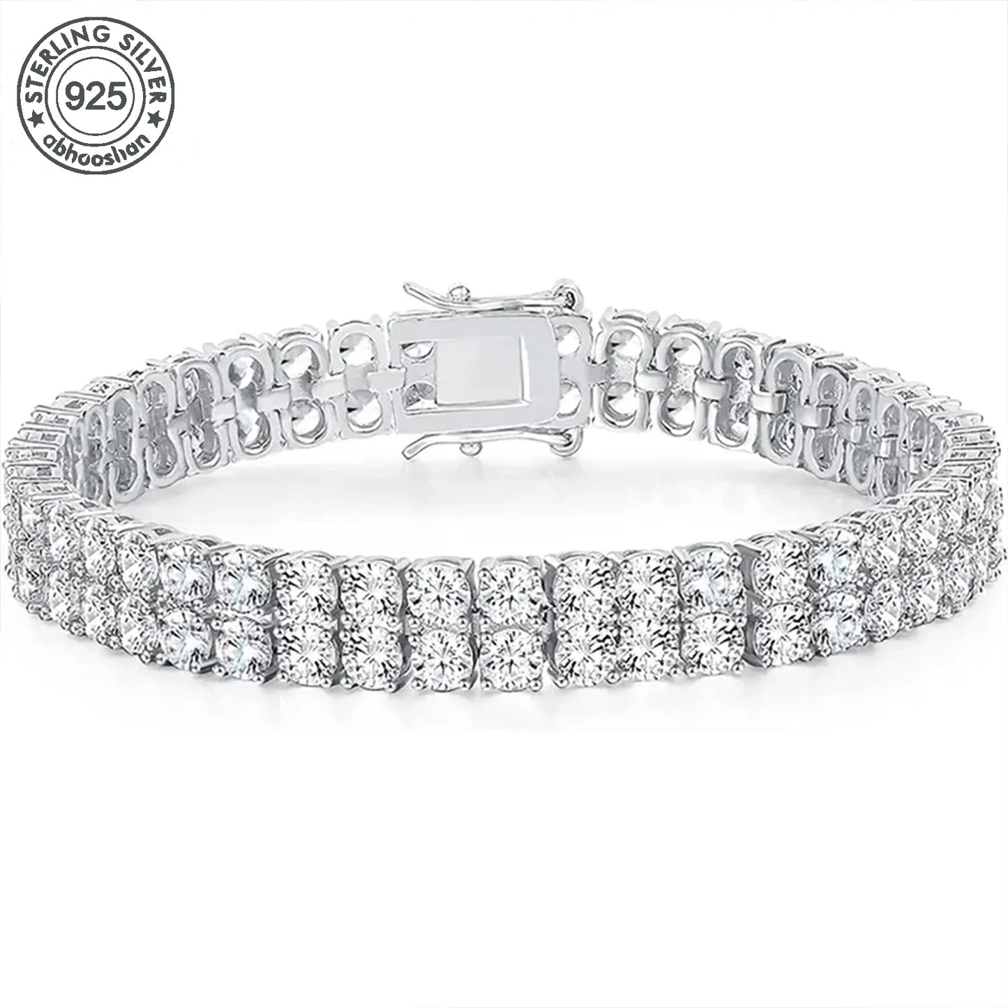 925 Silver 3mm Double Layered Moissanite Tennis Bracelet Double Layered Lab Cultured Diamonds Bracelet 925 Sterling Silver Tenni