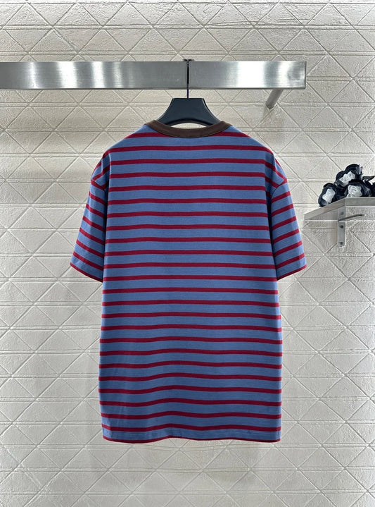 26 early spring new women's high-end new product pullover round neck knitted striped loose casual T-shirt top