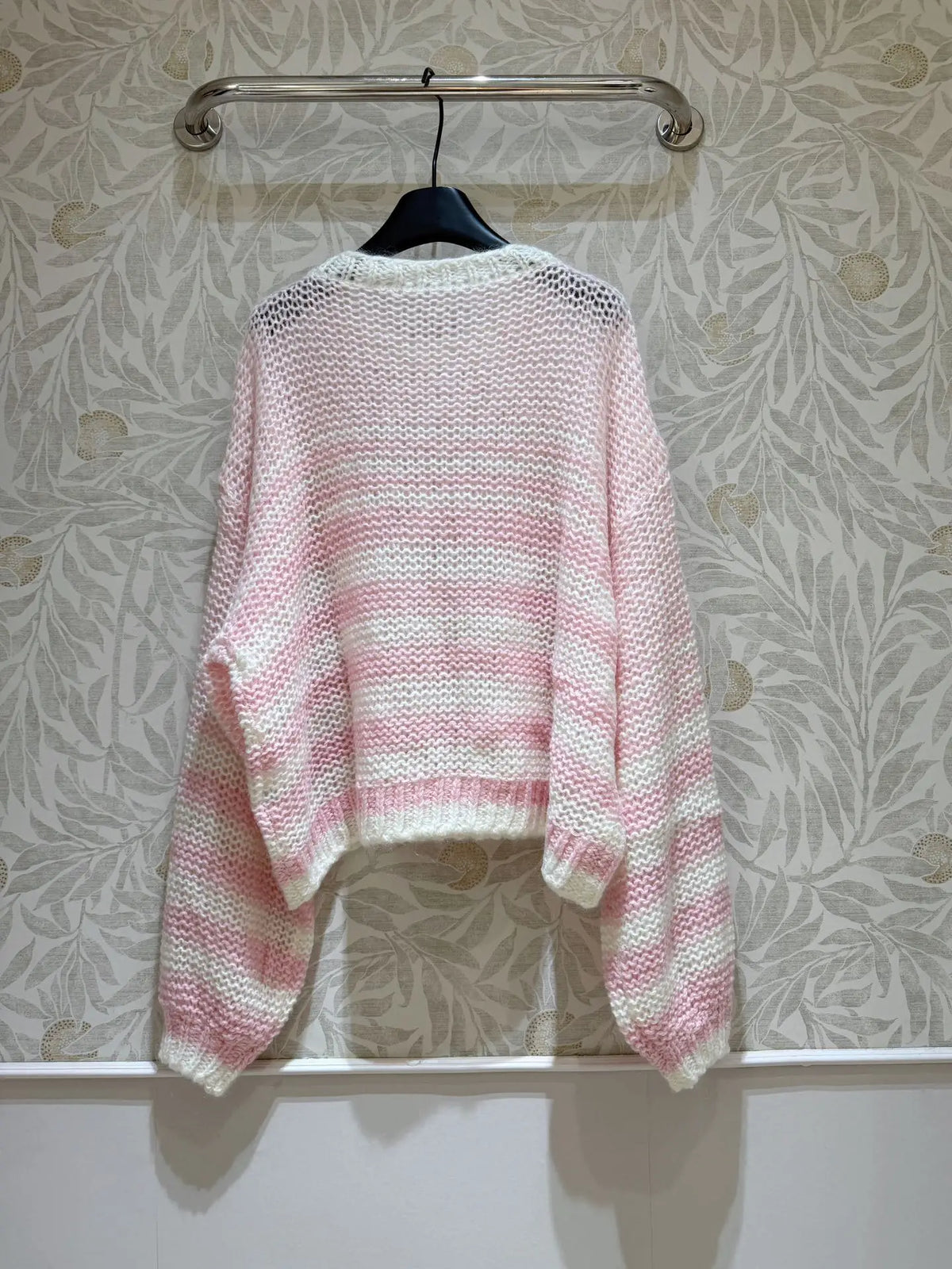 2025 Autumn/Winter New Product Mohair Sweater Pink Blue Blended Knitted Sweater Loose Wide Version 436