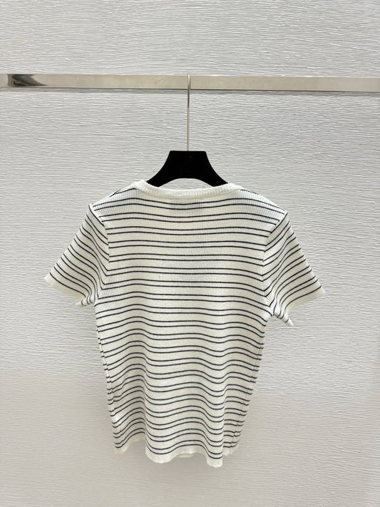 2025 Autumn/Winter New Design Women's Round Neck Knitted Short Sleeve