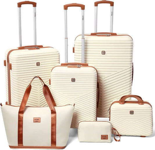 6 Piece Luggage Set Carry On ABS+PC Hard Shell Suitcase Travel Packing Box With Spinner Wheels & TSA Lock For Business Trip