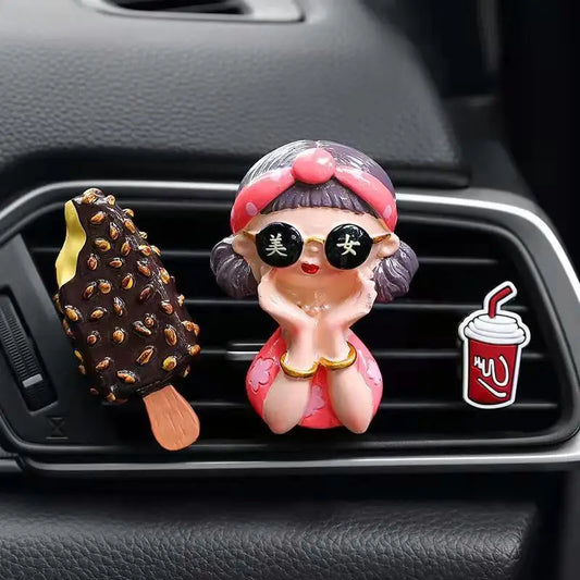 Creative Car Air Freshener Cartoon Rich Woman Lasting Light Fragrance Air Conditioner Outlet Aromatherapy Car Perfume Diffuser