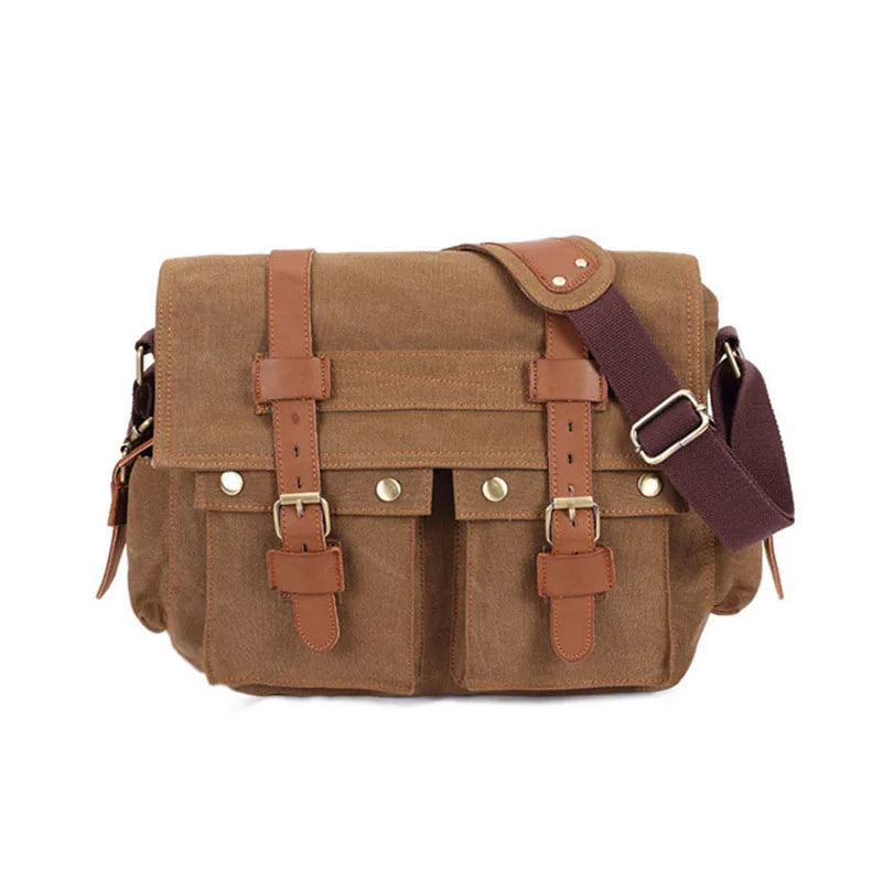 14inch Travel Satchel Business Men's Messenger Bag Vintage Canvas Military Shoulder Laptop Bags for men Male Laptop Briefcases