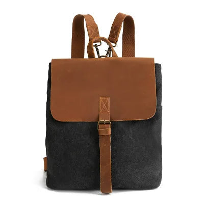 vintage canvas backpack women 2020 new retro back bags crazy horse leather female travel bags shoulder bags