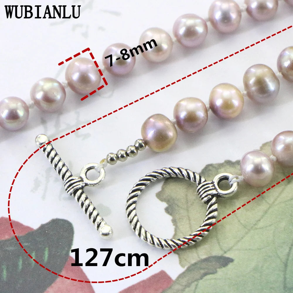 Natural Freshwater 7-8mm Long Pearl Necklace Women In Necklaces 127cm Fashion Hot Charming Jewelry Girl Birthday Gift T261