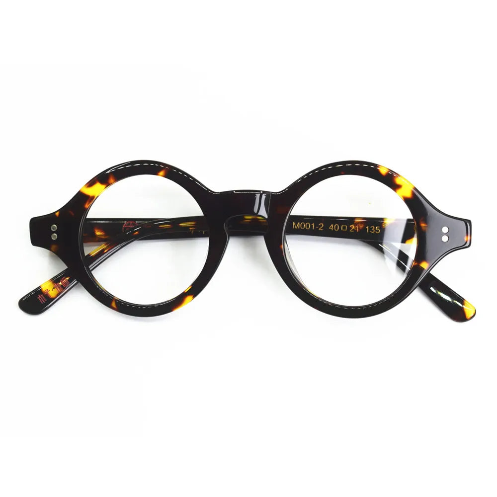 Hand Made Eyeglass Frames Vintage small 40mm Round Glasses For Men Acetate unisex Optic Myopia Eyewear Prescription Glasses