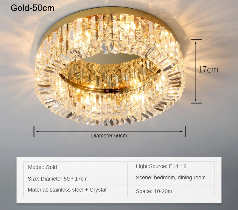 New modern crystal ceiling lamp chrome Gold LED ceiling lamp decorative light for living room room E14 Lamp head  lighting